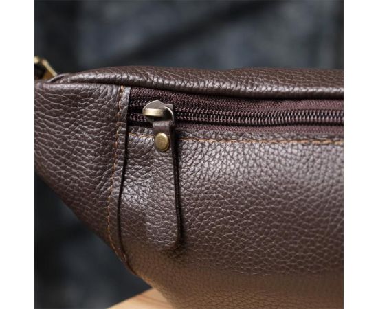 Купить Модная сумка-бананка для мужчин из натуральной зернистой кожи Shvigel 23128 Коричневый, фото , изображение 10, характеристики, отзывы