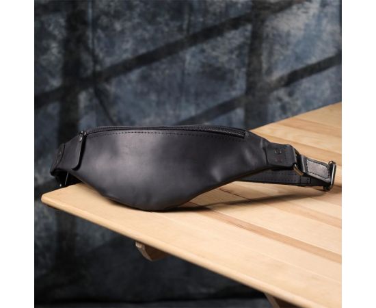 Купить Мужская бананка из натуральной винтажной кожи Shvigel 23129 Черный, фото , изображение 8, характеристики, отзывы