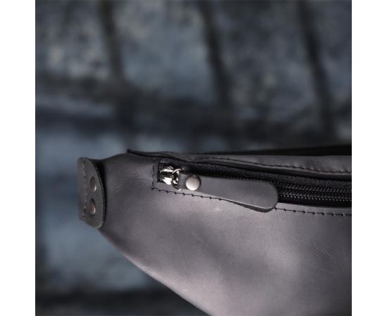 Купить Мужская бананка из натуральной винтажной кожи Shvigel 23129 Черный, фото , изображение 10, характеристики, отзывы