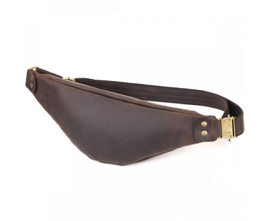 Купить Мужская стильная бананка из натуральной винтажной кожи Shvigel 23130 Коричневый, фото , изображение 2, характеристики, отзывы