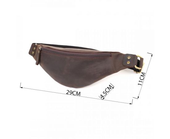 Купить Мужская стильная бананка из натуральной винтажной кожи Shvigel 23130 Коричневый, фото , изображение 3, характеристики, отзывы