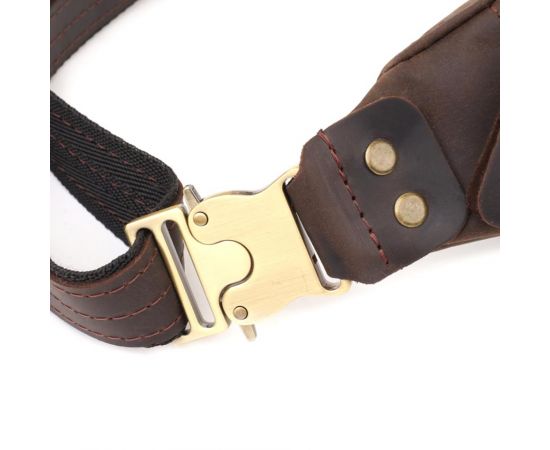 Купить Мужская стильная бананка из натуральной винтажной кожи Shvigel 23130 Коричневый, фото , изображение 6, характеристики, отзывы