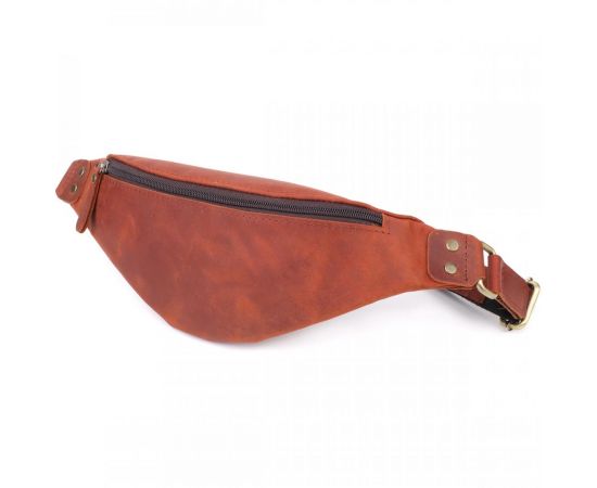 Купить Мужская практичная бананка из натуральной винтажной кожи Shvigel 23131 Рыжий, фото , характеристики, отзывы