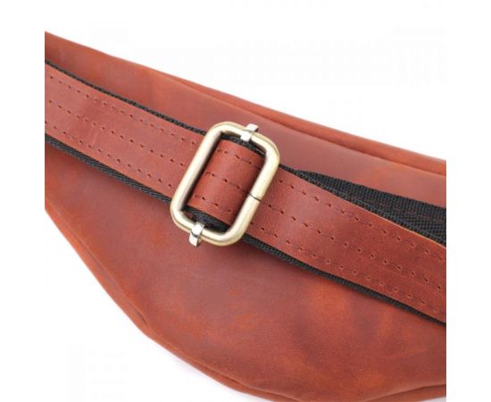 Купить Мужская практичная бананка из натуральной винтажной кожи Shvigel 23131 Рыжий, фото , изображение 2, характеристики, отзывы