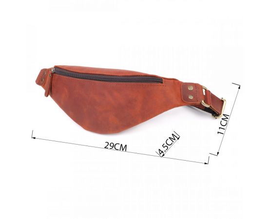 Купить Мужская практичная бананка из натуральной винтажной кожи Shvigel 23131 Рыжий, фото , изображение 3, характеристики, отзывы