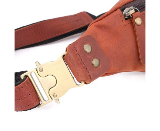 Купить Мужская практичная бананка из натуральной винтажной кожи Shvigel 23131 Рыжий, фото , изображение 5, характеристики, отзывы