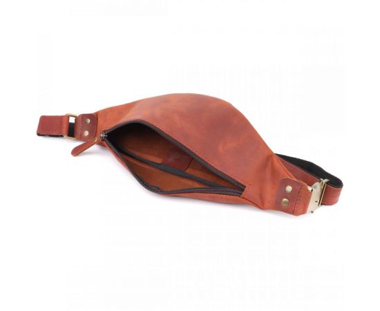 Купить Мужская практичная бананка из натуральной винтажной кожи Shvigel 23131 Рыжий, фото , изображение 6, характеристики, отзывы