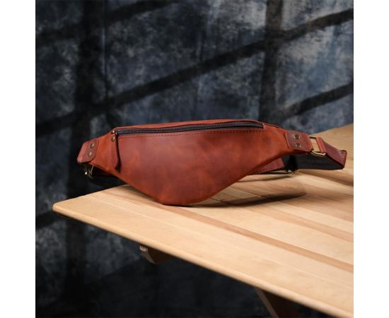 Купить Мужская практичная бананка из натуральной винтажной кожи Shvigel 23131 Рыжий, фото , изображение 8, характеристики, отзывы