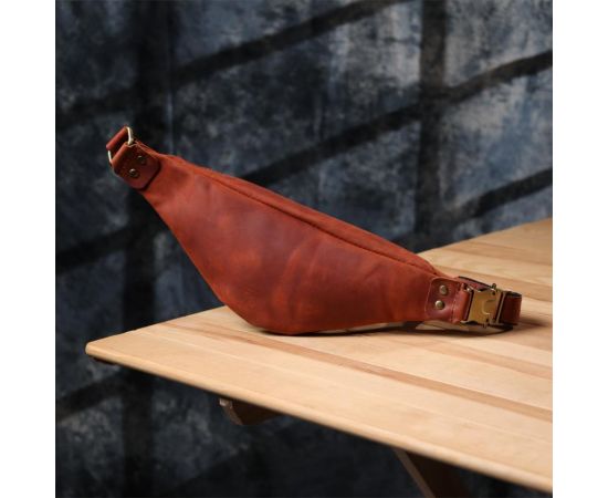 Купить Мужская практичная бананка из натуральной винтажной кожи Shvigel 23131 Рыжий, фото , изображение 9, характеристики, отзывы