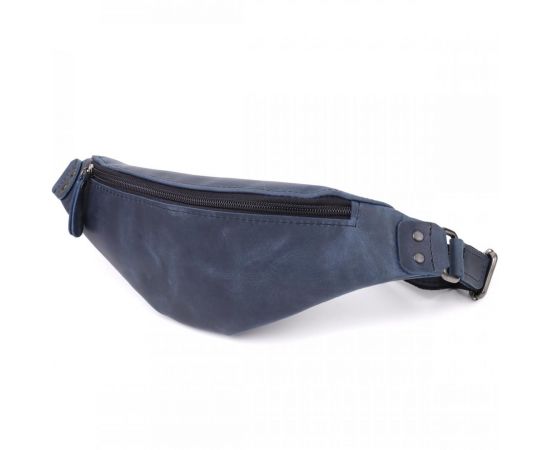 Купить Мужская удобная бананка из натуральной винтажной кожи Shvigel 23132 Синий, фото , характеристики, отзывы