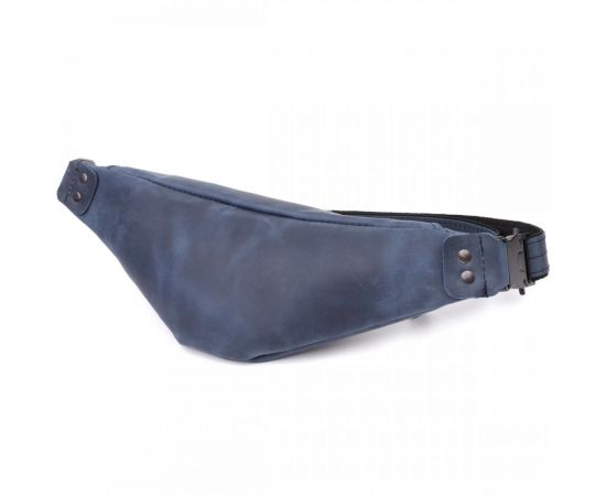 Купить Мужская удобная бананка из натуральной винтажной кожи Shvigel 23132 Синий, фото , изображение 2, характеристики, отзывы