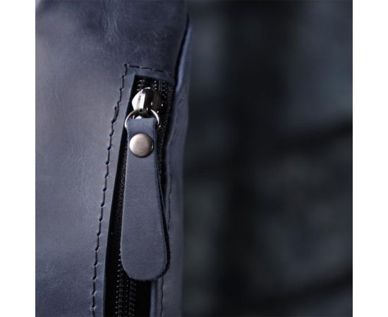 Купить Мужская удобная бананка из натуральной винтажной кожи Shvigel 23132 Синий, фото , изображение 11, характеристики, отзывы