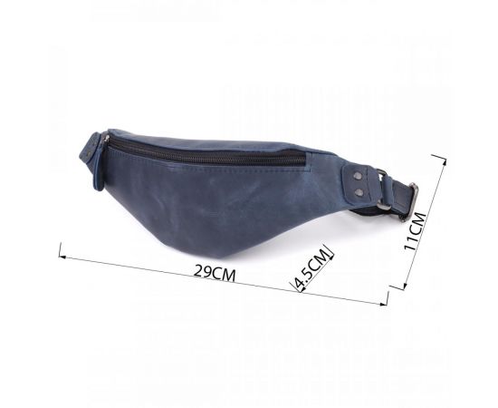 Купить Мужская удобная бананка из натуральной винтажной кожи Shvigel 23132 Синий, фото , изображение 3, характеристики, отзывы