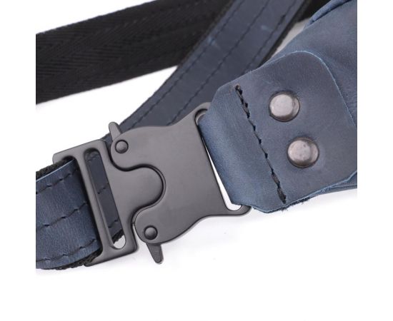 Купить Мужская удобная бананка из натуральной винтажной кожи Shvigel 23132 Синий, фото , изображение 6, характеристики, отзывы