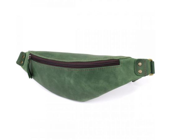 Купить Вместительная бананка для мужчин из натуральной винтажной кожи Shvigel 23133 Зеленый, фото , характеристики, отзывы