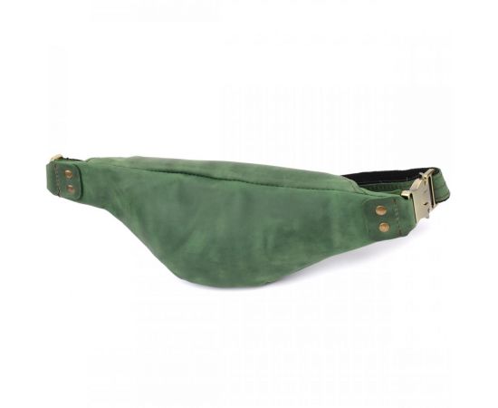 Купить Вместительная бананка для мужчин из натуральной винтажной кожи Shvigel 23133 Зеленый, фото , изображение 2, характеристики, отзывы