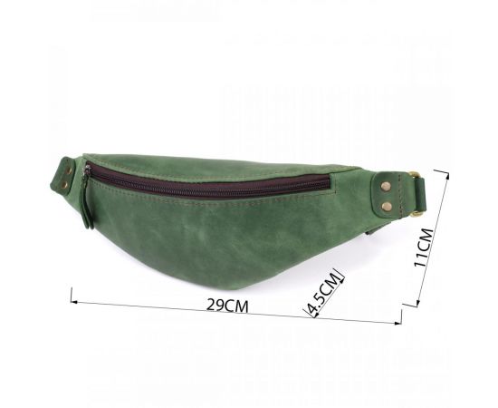 Купить Вместительная бананка для мужчин из натуральной винтажной кожи Shvigel 23133 Зеленый, фото , изображение 3, характеристики, отзывы