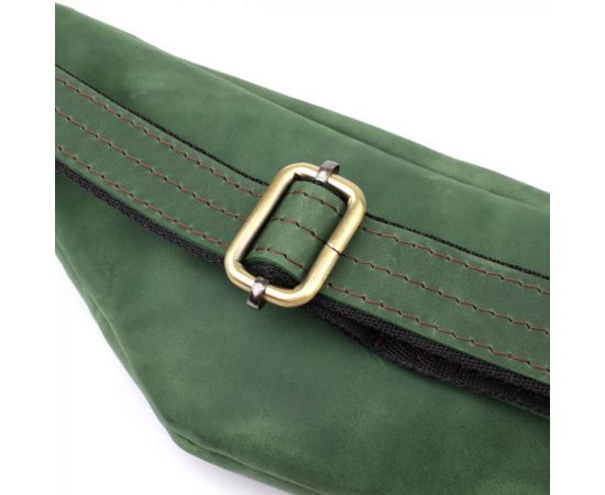 Купить Вместительная бананка для мужчин из натуральной винтажной кожи Shvigel 23133 Зеленый, фото , изображение 5, характеристики, отзывы