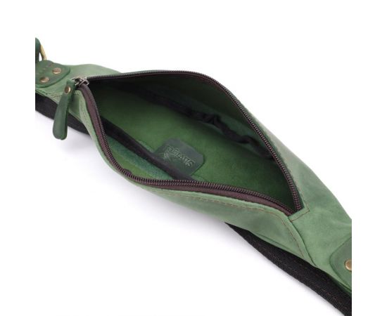 Купить Вместительная бананка для мужчин из натуральной винтажной кожи Shvigel 23133 Зеленый, фото , изображение 7, характеристики, отзывы