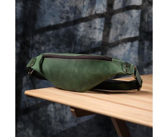Купить Вместительная бананка для мужчин из натуральной винтажной кожи Shvigel 23133 Зеленый, фото , изображение 8, характеристики, отзывы