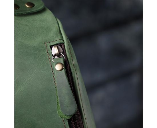 Купить Вместительная бананка для мужчин из натуральной винтажной кожи Shvigel 23133 Зеленый, фото , изображение 10, характеристики, отзывы