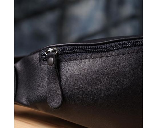 Купить Сумка бананка для мужчин из гладкой натуральной кожи Shvigel 23134 Черный, фото , изображение 11, характеристики, отзывы