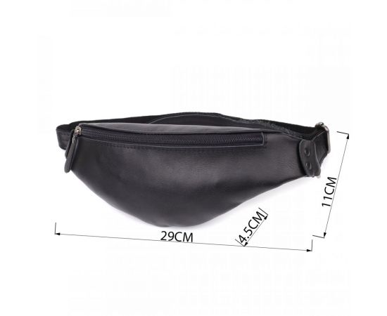 Купить Сумка бананка для мужчин из гладкой натуральной кожи Shvigel 23134 Черный, фото , изображение 3, характеристики, отзывы