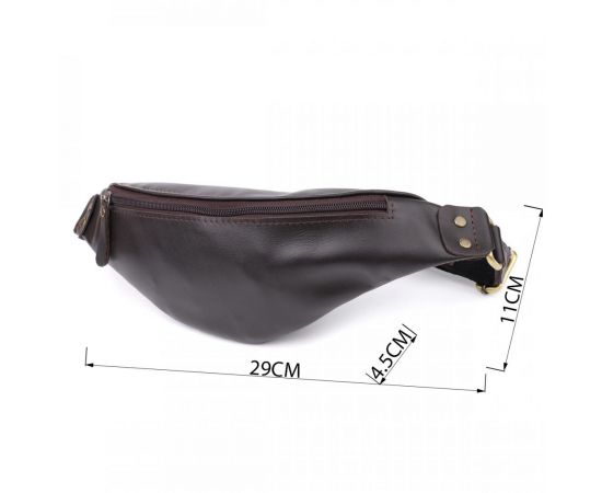 Купить Бананка для мужчин из гладкой натуральной кожи Shvigel 23135 Коричневый, фото , изображение 3, характеристики, отзывы