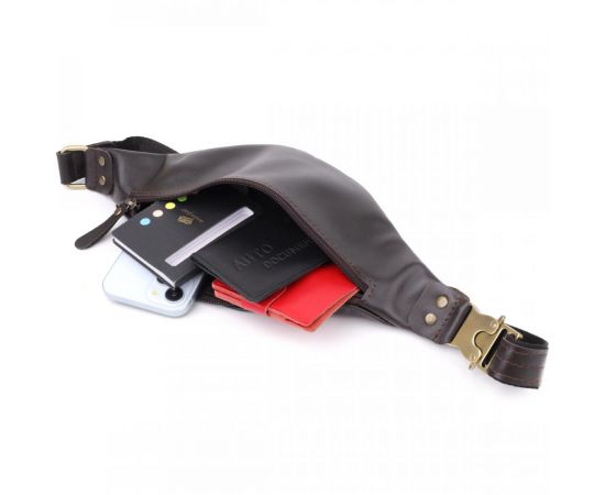 Купить Бананка для мужчин из гладкой натуральной кожи Shvigel 23135 Коричневый, фото , изображение 8, характеристики, отзывы