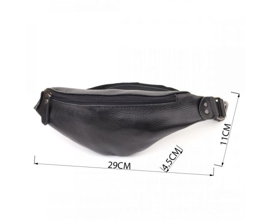 Купить Удобная сумка бананка для мужчин из зернистой натуральной кожи Shvigel 23136 Черный, фото , изображение 3, характеристики, отзывы