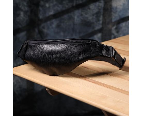 Купить Удобная сумка бананка для мужчин из зернистой натуральной кожи Shvigel 23136 Черный, фото , изображение 8, характеристики, отзывы