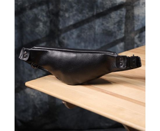 Купить Удобная сумка бананка для мужчин из зернистой натуральной кожи Shvigel 23136 Черный, фото , изображение 9, характеристики, отзывы