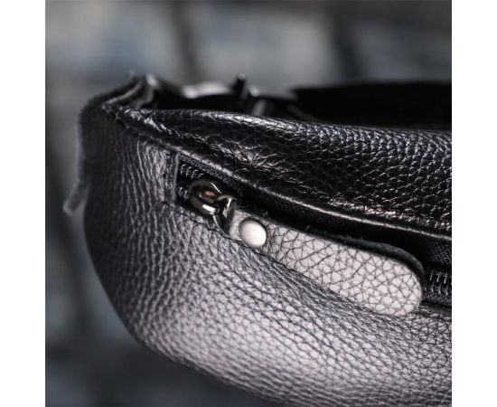 Купить Удобная сумка бананка для мужчин из зернистой натуральной кожи Shvigel 23136 Черный, фото , изображение 10, характеристики, отзывы