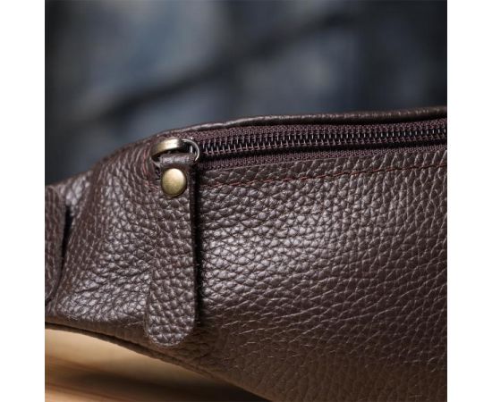 Купить Модная сумка бананка для мужчин из зернистой натуральной кожи Shvigel 23137 Коричневый, фото , изображение 11, характеристики, отзывы