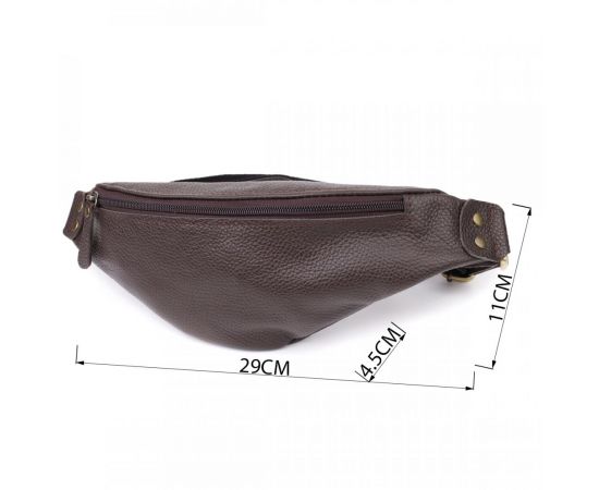 Купить Модная сумка бананка для мужчин из зернистой натуральной кожи Shvigel 23137 Коричневый, фото , изображение 3, характеристики, отзывы