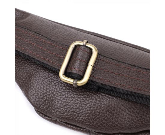 Купить Модная сумка бананка для мужчин из зернистой натуральной кожи Shvigel 23137 Коричневый, фото , изображение 5, характеристики, отзывы