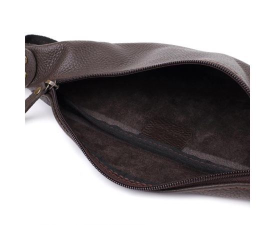 Купить Модная сумка бананка для мужчин из зернистой натуральной кожи Shvigel 23137 Коричневый, фото , изображение 7, характеристики, отзывы