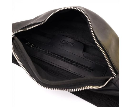 Купить Надежная сумка бананка для мужчин из винтажной натуральной кожи Shvigel 23138 Черный, фото , изображение 7, характеристики, отзывы