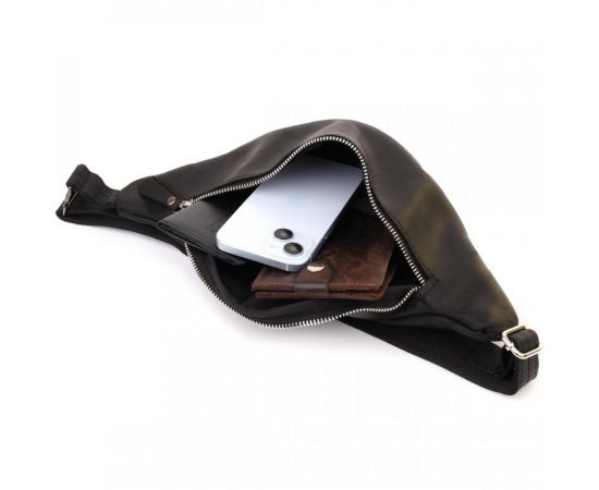 Купить Надежная сумка бананка для мужчин из винтажной натуральной кожи Shvigel 23138 Черный, фото , изображение 8, характеристики, отзывы