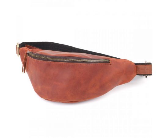 Купить Бананка для мужчин отменного качества из винтажной натуральной кожи Shvigel 23140 Рыжий, фото , характеристики, отзывы