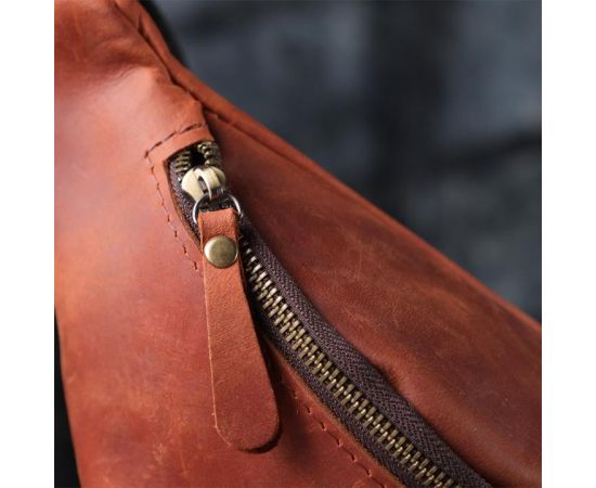 Купить Бананка для мужчин отменного качества из винтажной натуральной кожи Shvigel 23140 Рыжий, фото , изображение 11, характеристики, отзывы