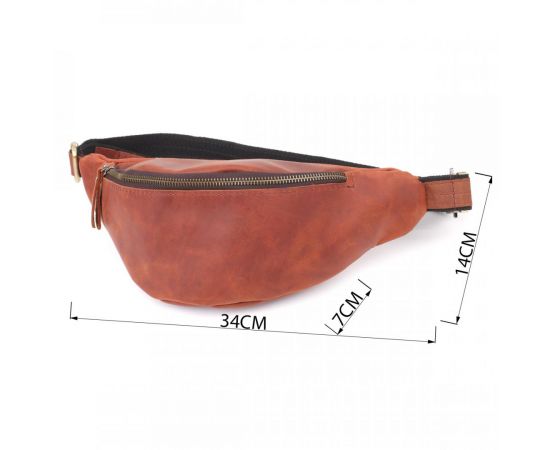 Купить Бананка для мужчин отменного качества из винтажной натуральной кожи Shvigel 23140 Рыжий, фото , изображение 3, характеристики, отзывы