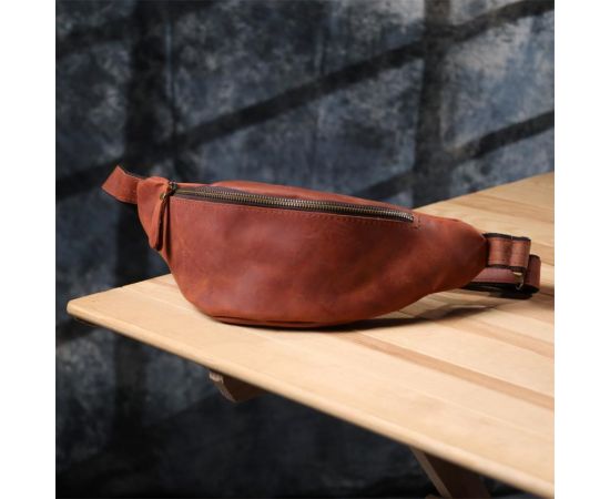 Купить Бананка для мужчин отменного качества из винтажной натуральной кожи Shvigel 23140 Рыжий, фото , изображение 9, характеристики, отзывы