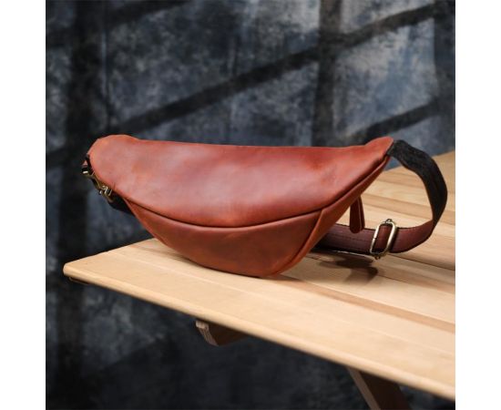 Купить Бананка для мужчин отменного качества из винтажной натуральной кожи Shvigel 23140 Рыжий, фото , изображение 10, характеристики, отзывы