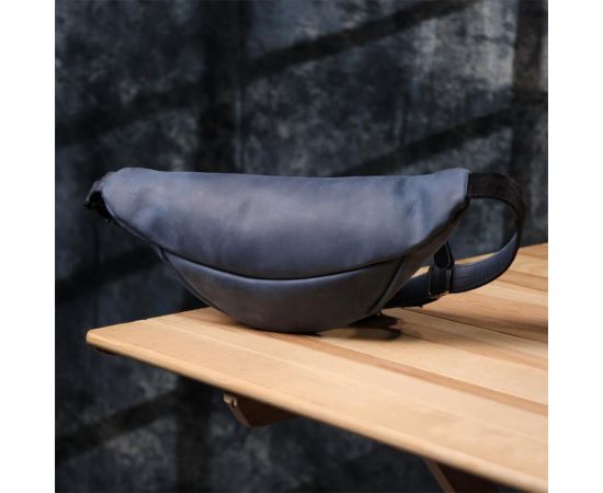 Купить Мужская бананка отменного качества из винтажной натуральной кожи Shvigel 23141 Синий, фото , изображение 11, характеристики, отзывы