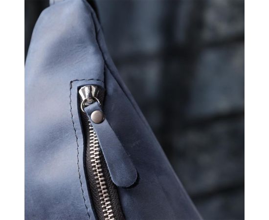 Купить Мужская бананка отменного качества из винтажной натуральной кожи Shvigel 23141 Синий, фото , изображение 12, характеристики, отзывы