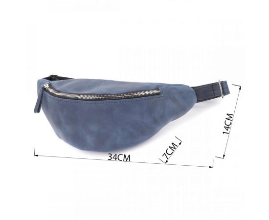 Купить Мужская бананка отменного качества из винтажной натуральной кожи Shvigel 23141 Синий, фото , изображение 3, характеристики, отзывы