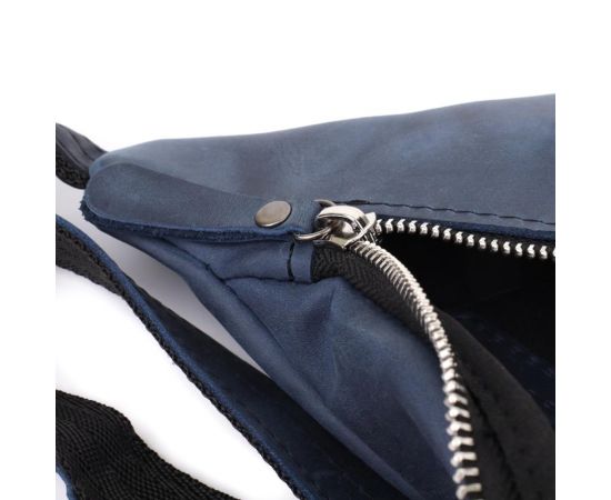 Купить Мужская бананка отменного качества из винтажной натуральной кожи Shvigel 23141 Синий, фото , изображение 7, характеристики, отзывы