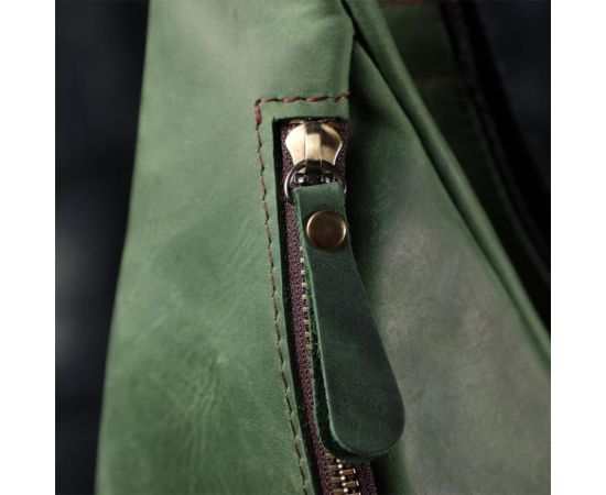 Купить Стильная мужская бананка отменного качества из винтажной натуральной кожи Shvigel 23142 Зеленый, фото , изображение 11, характеристики, отзывы