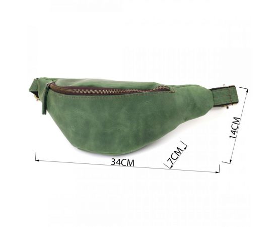 Купить Стильная мужская бананка отменного качества из винтажной натуральной кожи Shvigel 23142 Зеленый, фото , изображение 3, характеристики, отзывы